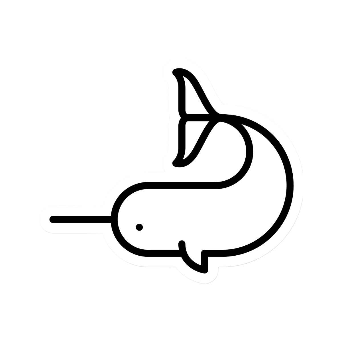 Narwhal Black and White Fell Sticker